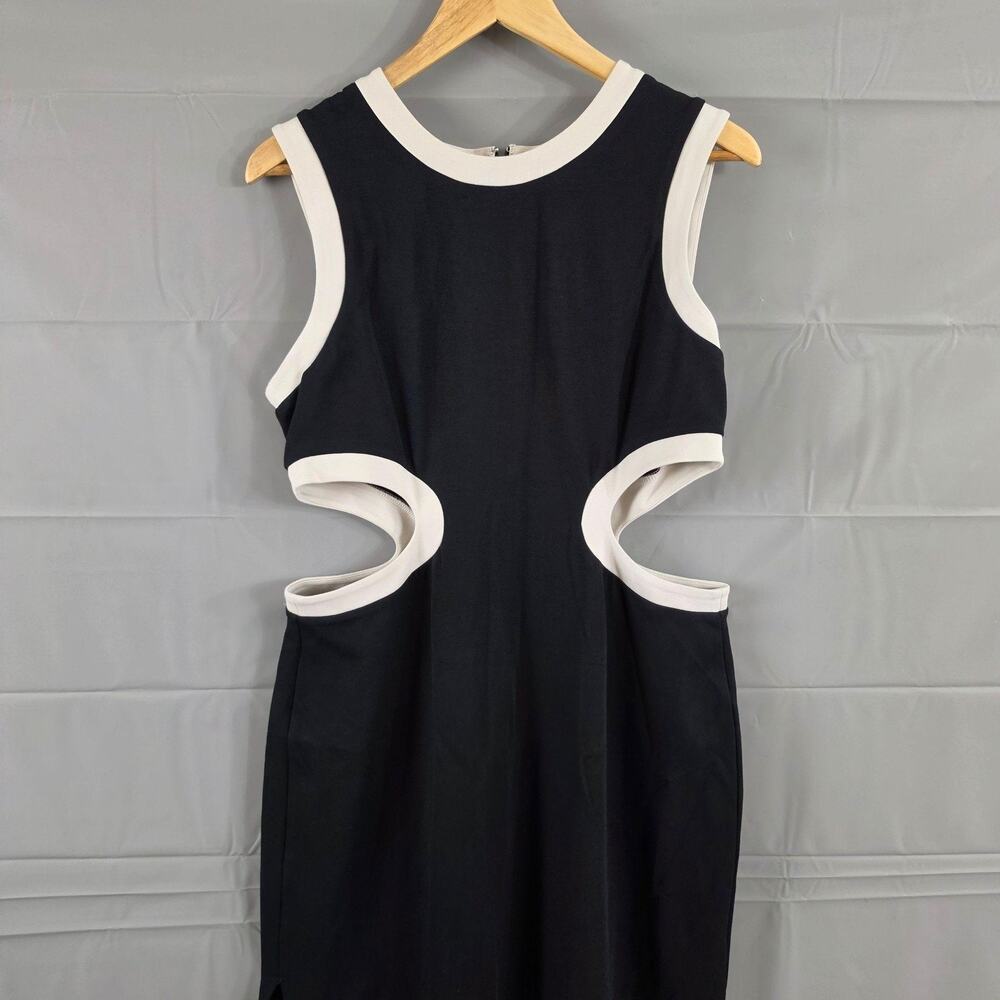 Staud Dress Medium Dolce Midi Black White Party Downtown Chic Minimalist Elegant - Picture 9 of 16
